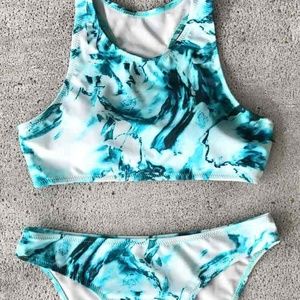 NWT - CupShe Chilly Ocean Water Tank Bikini Set XL